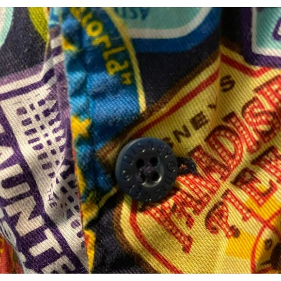 Disney Parks Disneyland Attraction Badges Mens Button-Up Shirt Medium Multicolor - Picture 7 of 7